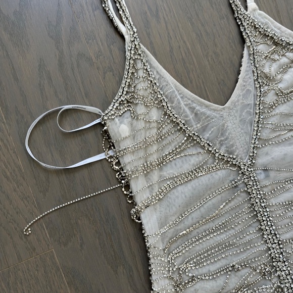 Retrofete IRINA White Crystal Rhinestone Embellished Maxi Dress - Size SMALL - Picture 6 of 15